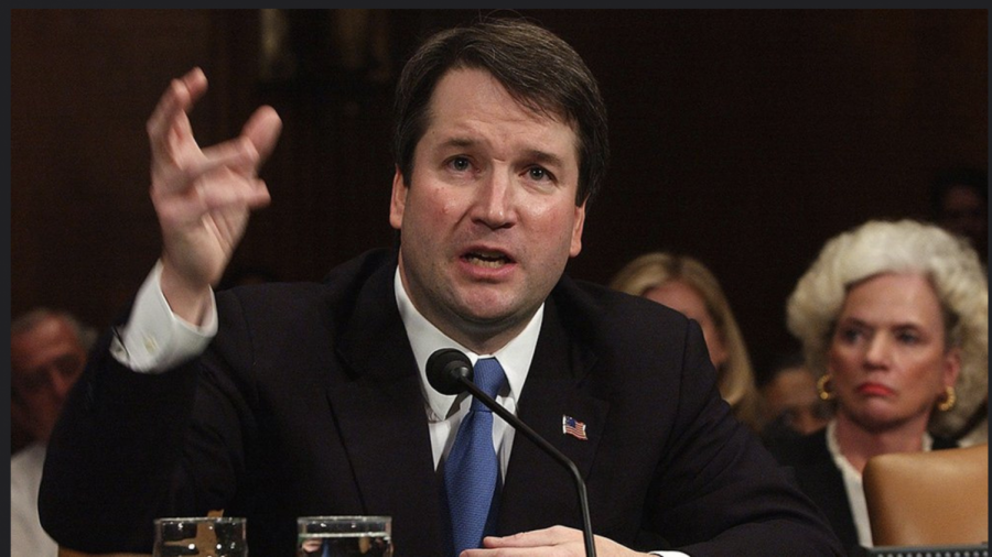 Kavanaugh testifying in front of the Senate Judiciary Committee.