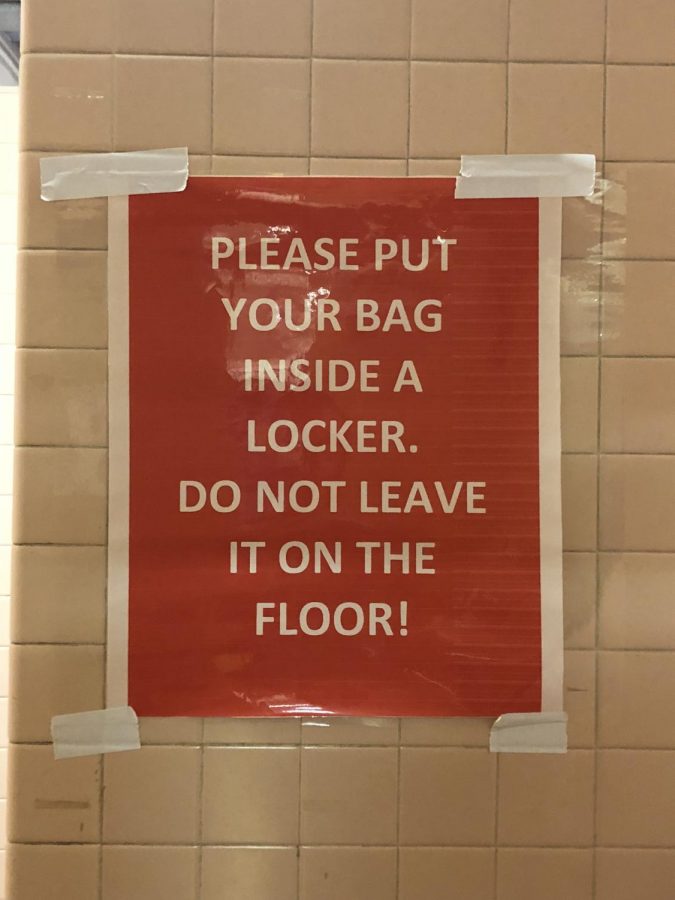 Warning in girls’ locker room.