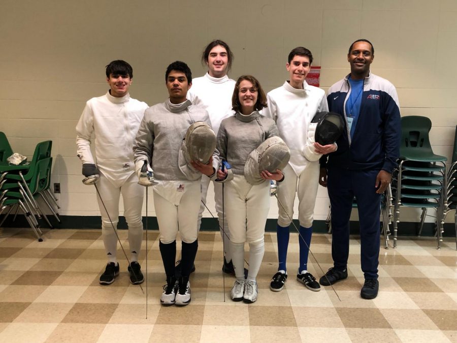 Members of the Fencing Club at a meet earlier this year.
