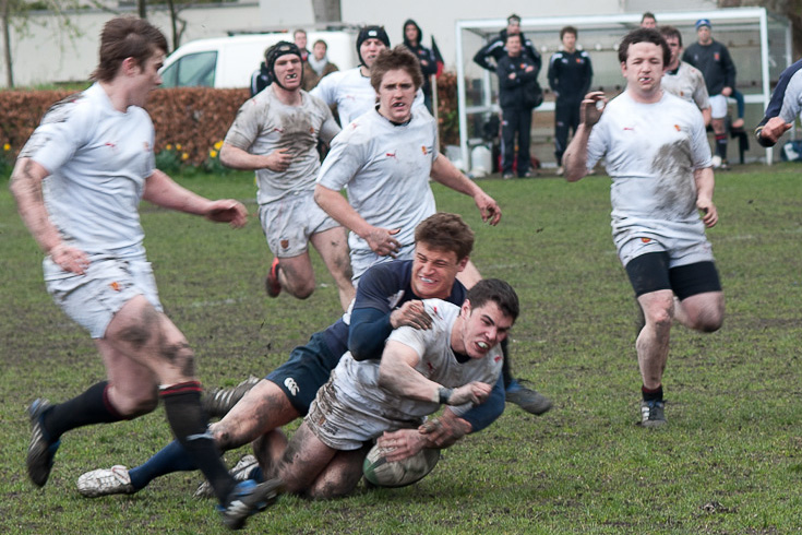 College students partake in a rugby match at Trinity College.
