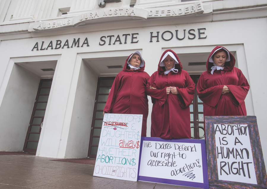 Protesters outside of the Alabama State House
