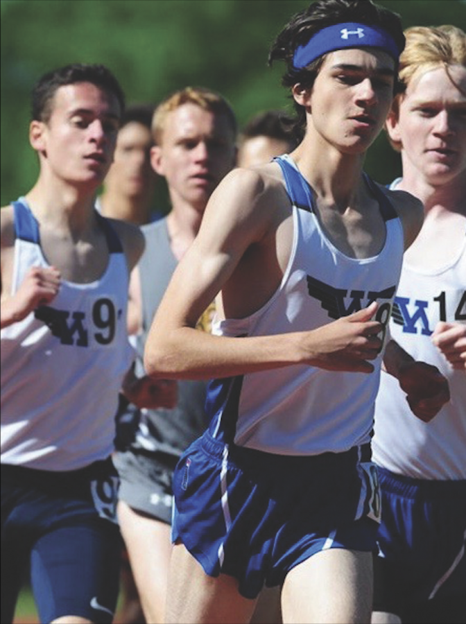 Blue Devils Jack Maranz, Will Loggia and Will McGlynn competing in a race
