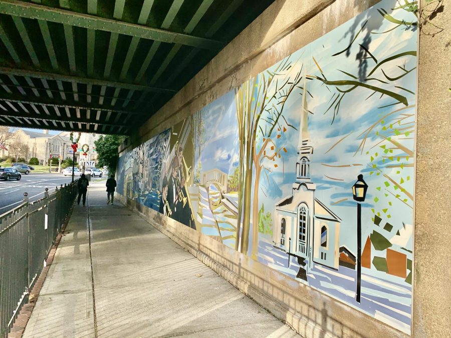 Mural displays the town’s gems, including the Presbyterian Church