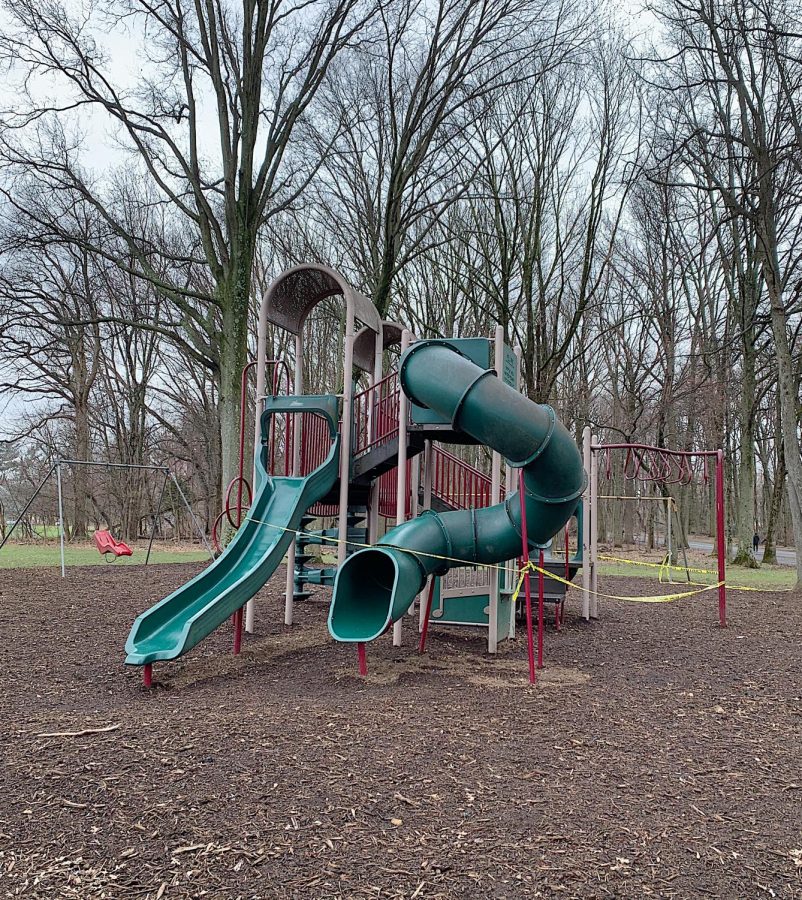 Closed playground at Tamaques Park