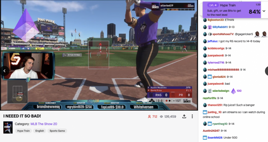 Tampa Bay Rays pitcher Blake Snell streaming MLB The Show 20 on twitch.