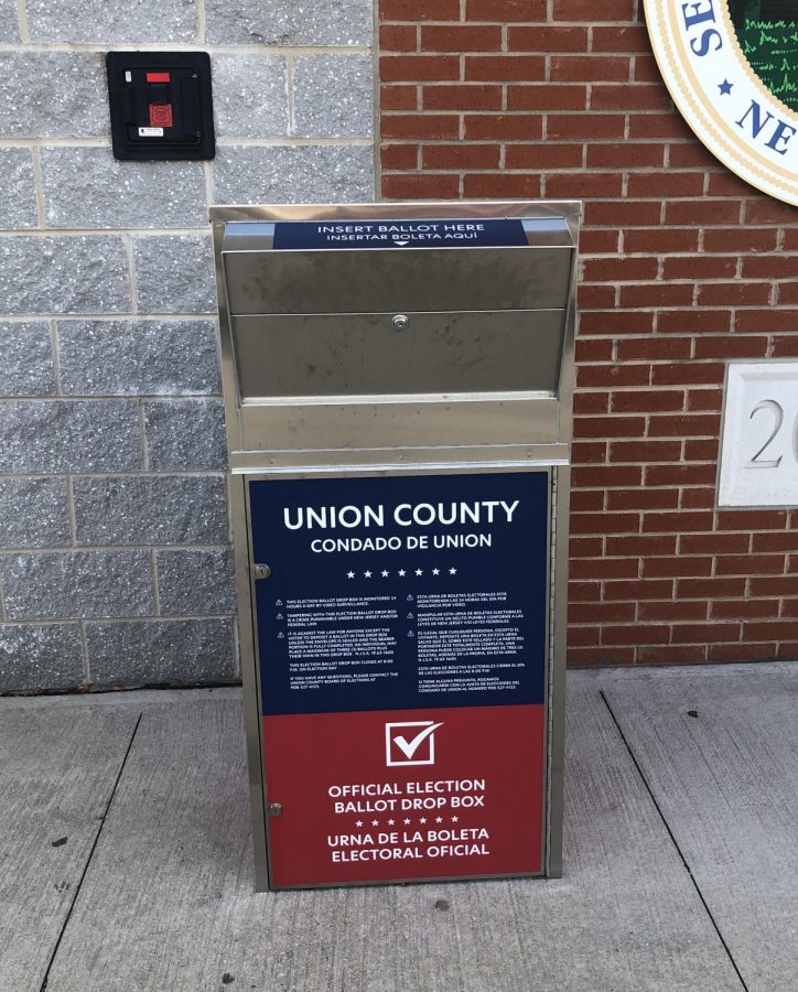 Ballot drop box at the Union Count Clerks Office.