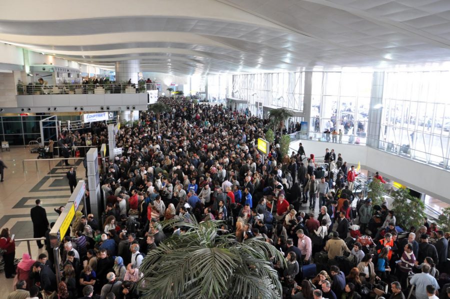 An example of a crowded airport terminal
