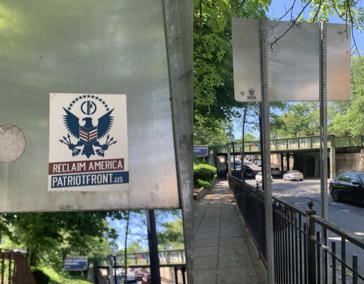 The most recent Patriot Front sticker on Central Ave in Westfield