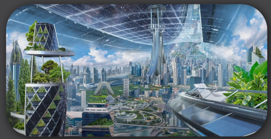 Blue Origin sketches of self-sustaining space civilizations.