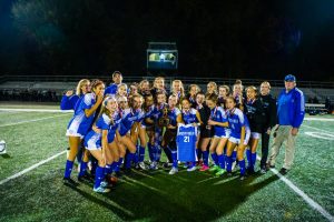 The girls soccer team after defeating Scotch Plains on Oct. 30 in the Union County Championships
