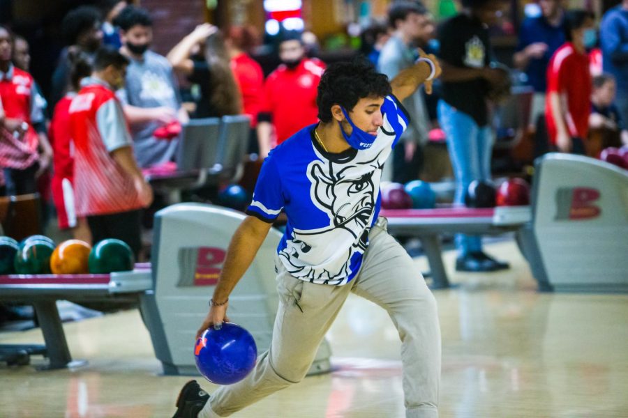 Senior Dante Morales bowling against Scotch Plains on 
Dec. 2