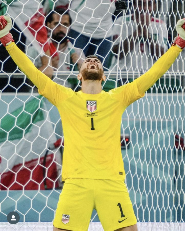 US goalkeeper Matt Turner celebrates the victory over Iran on Nov. 29