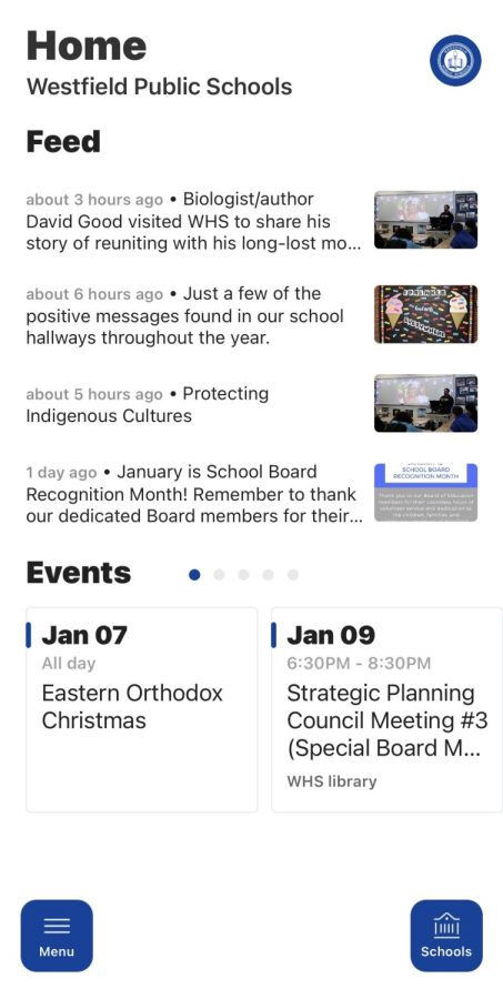 Screenshot of the new district app