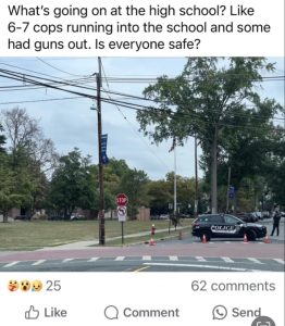 Facebook post made during the lockdown on Sept. 23 by a Westfield resident and mother of a 
WHS student