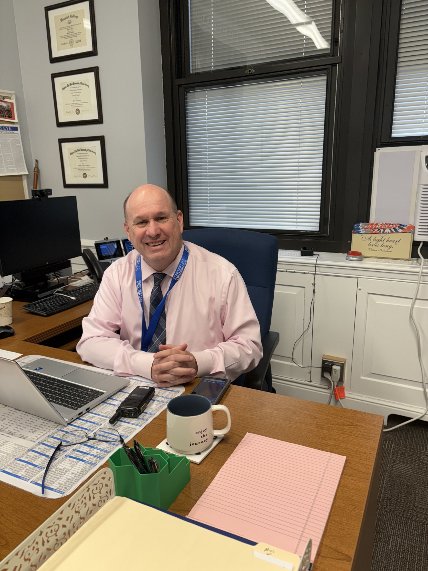 Acting Principal William Loughran in his office 
