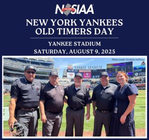 Assistant Network Manager Joe Marateo (second from the left) along with three other “well-known jersey guys” selected to umpire the 2025 Old Timers Game at Yankee Stadium