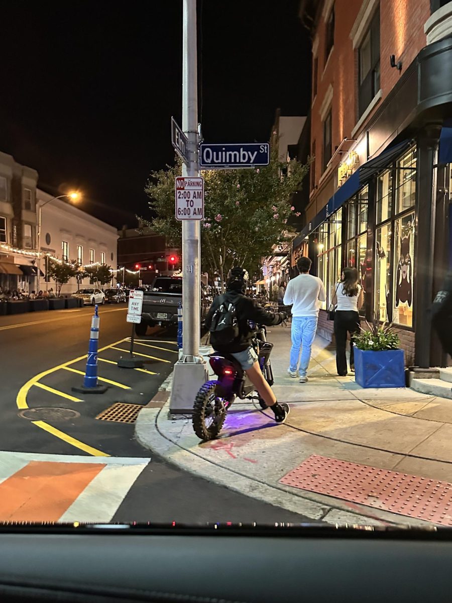 An e-biker in downtown Westfield