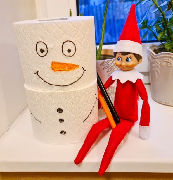 An example of what a mother might create for one night of the elf on the shelf ritual