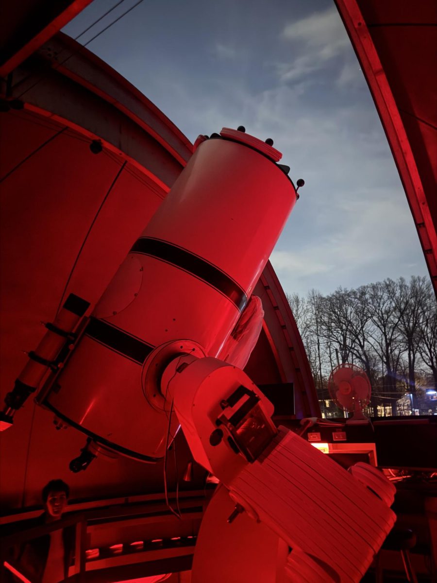 Gazing at the moons of Jupiter through the 10-inch refractor telescope at William Miller Sperry Observatory
